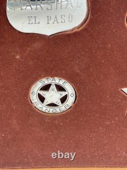 FRANKLIN MINT STERLING SILVER WESTERN LAWMAN BADGE SET With DISPLAY CASE