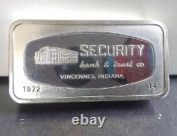 FRANKLIN MINT Security Bank Vincennes Indiana 2oz+ Sterling Silver Ingot Bar