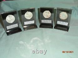 FRANKLIN MINT Set (4) Medals withstands Jewish -themed Sterling Silver Proofs