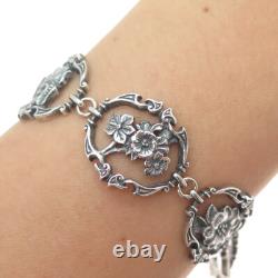 FRANKLIN MINT Sterling 1/20 12K GF Vintage 1982 Flower Panel Link Bracelet 7.25