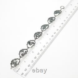 FRANKLIN MINT Sterling 1/20 12K GF Vintage 1982 Flower Panel Link Bracelet 7.25