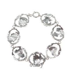 FRANKLIN MINT Sterling 1/20 12K GF Vintage 1982 Flower Panel Link Bracelet 7.25