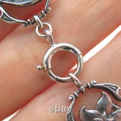 FRANKLIN MINT Sterling 1/20 12K GF Vintage 1982 Flower Panel Link Bracelet 7.25