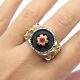 Franklin Mint Sterling Silver 2-tone Real Ruby Black Spinel Griffin Ring Size 12