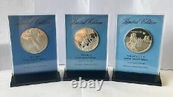 FRANKLIN MINT Sterling Silver SKYLAB Eyewitness Medal LOT OF 3 Limited Edition