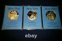 FRANKLIN MINT Sterling Silver SKYLAB I II & II EYEWITNESS MEDALS Set Limited Ed