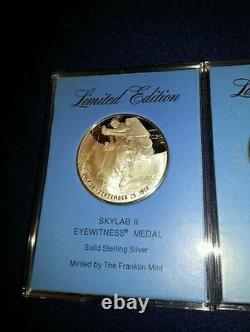 FRANKLIN MINT Sterling Silver SKYLAB I II & II EYEWITNESS MEDALS Set Limited Ed