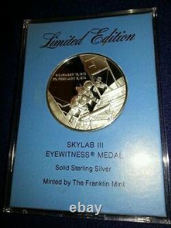 FRANKLIN MINT Sterling Silver SKYLAB I II & II EYEWITNESS MEDALS Set Limited Ed