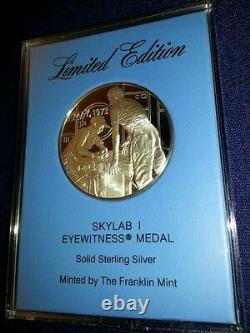 FRANKLIN MINT Sterling Silver SKYLAB I II & II EYEWITNESS MEDALS Set Limited Ed