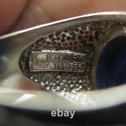 FRANKLIN MINT Vintage 1989 Sterling Silver & 14K Gold Star Sapphire Ring Size 8