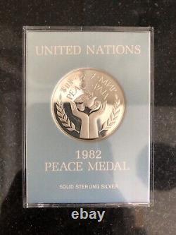 FUNDRAISER 1982 United Nations (UN) Peace Medal, Sterling Silver Proof (. 925)