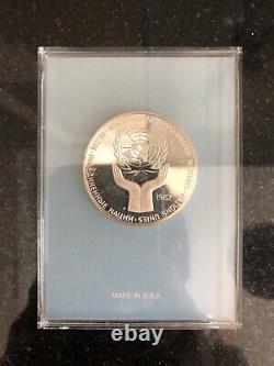 FUNDRAISER 1982 United Nations (UN) Peace Medal, Sterling Silver Proof (. 925)