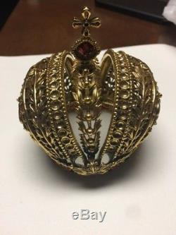 Faberge Imperial Crown Franklin Mint Sterling Silver Garnet and 14k gold