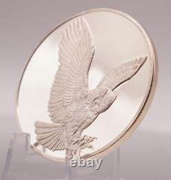 Fairbanks Alaska Owl in Flight Franklin Mint Sterling Silver art bar round C3119