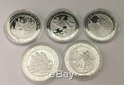 Five Franklin Mint Sterling Silver Proof Rounds 194.5Grams History of U. S