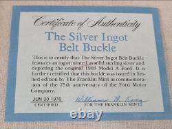 Ford 75th Anniversary Sterling Silver Ingot Belt Buckle withCoA by Franklin Mint