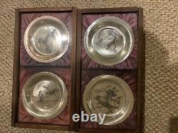 Four Franklin Mint Sterling Silver Bird Collector Plates Includes Cardinal