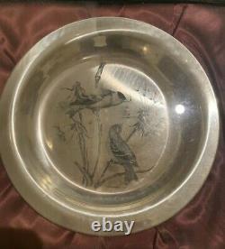 Four Franklin Mint Sterling Silver Bird Collector Plates Includes Cardinal