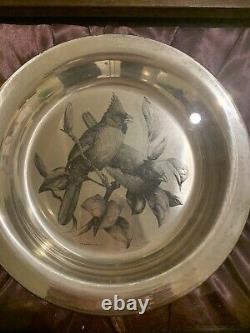Four Franklin Mint Sterling Silver Bird Collector Plates Includes Cardinal