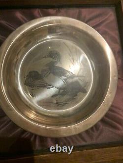 Four Franklin Mint Sterling Silver Bird Collector Plates Includes Cardinal