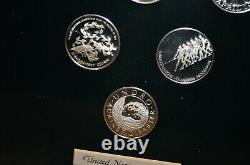 Framed Collection Of 14 Franklin Mint Sterling Silver Commemorative Medals