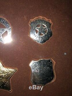 Framed Sterling Silver 925 Franklin Mint Western Lawmen Badges Collection of 12