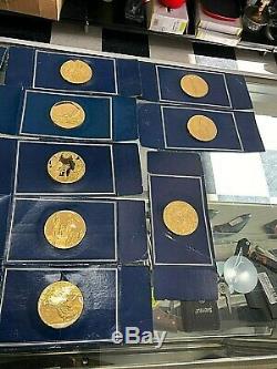 Franklin Mint 100 Greatest Masterpieces 24k plated. 925 Silver Coins with Chest