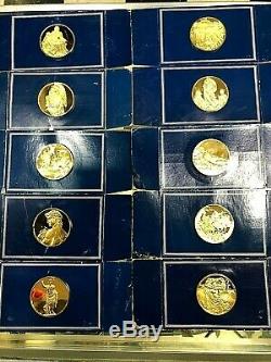 Franklin Mint 100 Greatest Masterpieces 24k plated. 925 Silver Coins with Chest