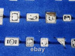 Franklin Mint 100 Greatest Stamps Sterling Silver Set with COA Cards READ Incompl
