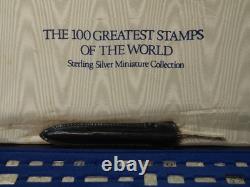 Franklin Mint 100 Greatest Stamps Sterling Silver Set with COA Cards READ Incompl