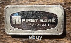 Franklin Mint 1000 Grain Sterling Silver Bar The First National Bank, MA 1971