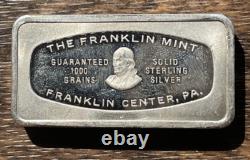 Franklin Mint 1000 Grain Sterling Silver Bar The First National Bank, MA 1971