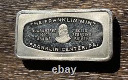 Franklin Mint 1000 Grain Sterling Silver Bar The First National Bank, MA 1971