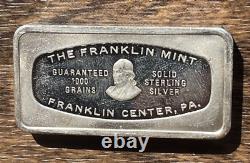 Franklin Mint 1000 Grain Sterling Silver Bar The First National Bank, MA 1971