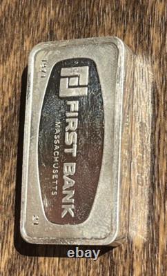 Franklin Mint 1000 Grain Sterling Silver Bar The First National Bank, MA 1971