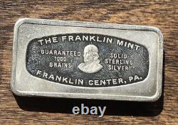 Franklin Mint 1000 Grain Sterling Silver Bar The First National Bank, MA 1971