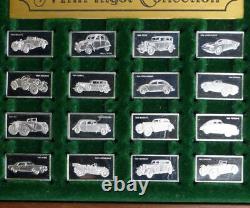 Franklin Mint 100Pc Sterling Silver Mini Ingot Car Set, VW Lotis, Jaguar Ferrari