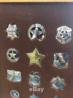 Franklin Mint 12 Sterling Silver Western Lawmen Museum Repro Badges in Wood Case