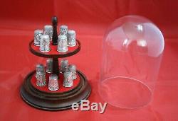 Franklin Mint 13 Colonies Colonial America Thimble Set Sterling Silver Dome Case
