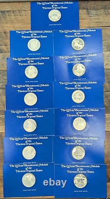 Franklin Mint 13 Original States Sterling Silver Proof Medal Set Original Cards