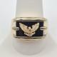 Franklin Mint 14k Gold Plated 925 Sterling Silver Black Onyx Eagle Ring Size 10