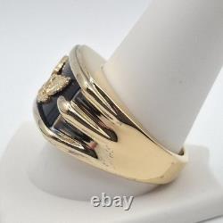 Franklin Mint 14K Gold Plated 925 Sterling Silver Black Onyx Eagle Ring Size 10