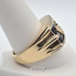 Franklin Mint 14K Gold Plated 925 Sterling Silver Black Onyx Eagle Ring Size 10