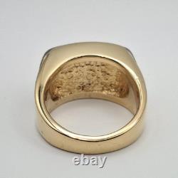 Franklin Mint 14K Gold Plated 925 Sterling Silver Black Onyx Eagle Ring Size 10