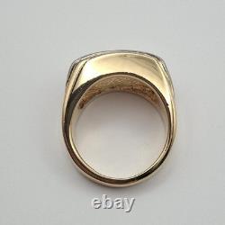 Franklin Mint 14K Gold Plated 925 Sterling Silver Black Onyx Eagle Ring Size 10