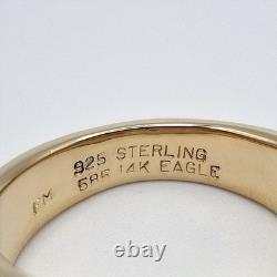 Franklin Mint 14K Gold Plated 925 Sterling Silver Black Onyx Eagle Ring Size 10