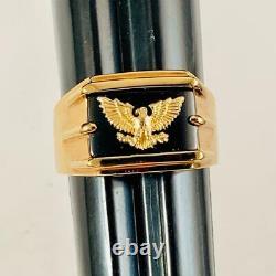 Franklin Mint 14k Gold Over Sterling Silver. 925 Ring Onyx 14K Eagle Size 12.5