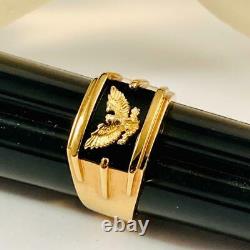 Franklin Mint 14k Gold Over Sterling Silver. 925 Ring Onyx 14K Eagle Size 12.5