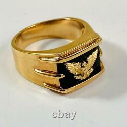 Franklin Mint 14k Gold Over Sterling Silver. 925 Ring Onyx 14K Eagle Size 12.5