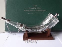 Franklin Mint 1776-1976 POWDERHORN Gun War Sterling Silver + Baccarat Crystal